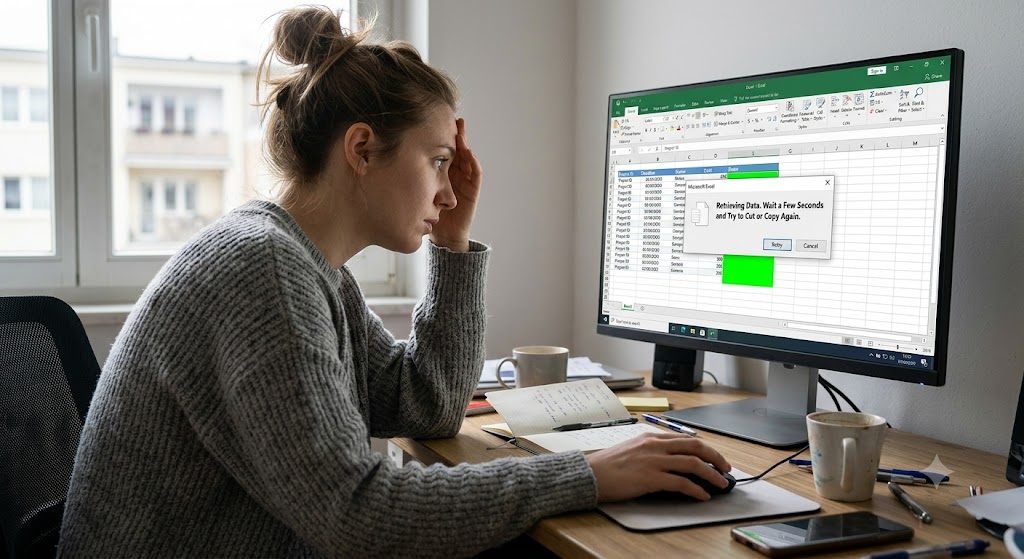 Fixing “Retrieving Data. Wait a Few Seconds and Try to Cut or Copy Again.” Retrieving Data